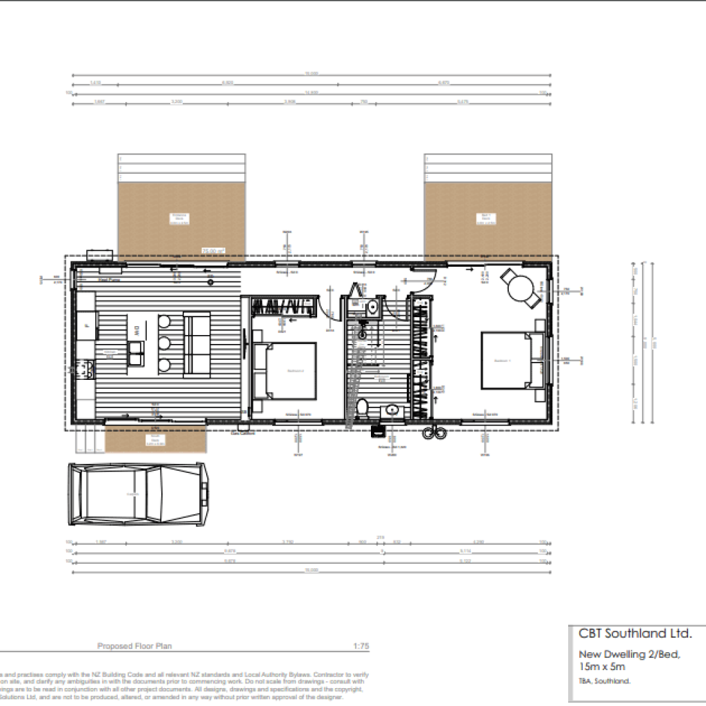 Architect Plans 15m x 5m (two beds)